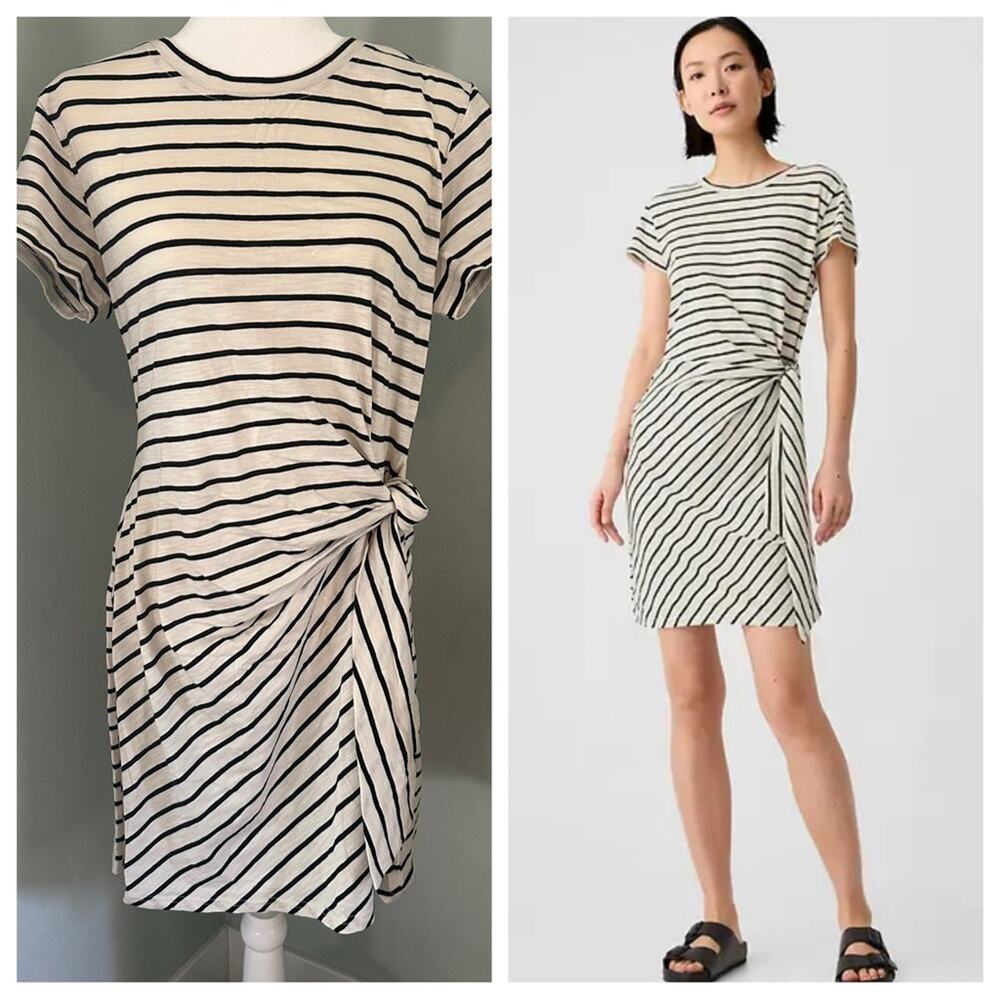 NWT! Gap ForeverSoft Sarong Knotted Mini Dress, Striped, LP